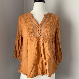 Orange Blouse with Collar Detail